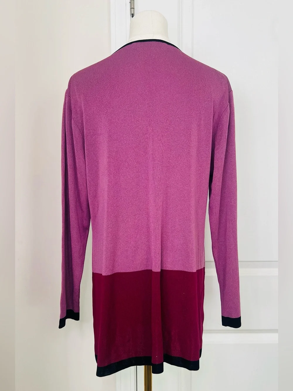 Exclusively Misook Womens Sz L knit shell top pink/purple/black Career *No Pads